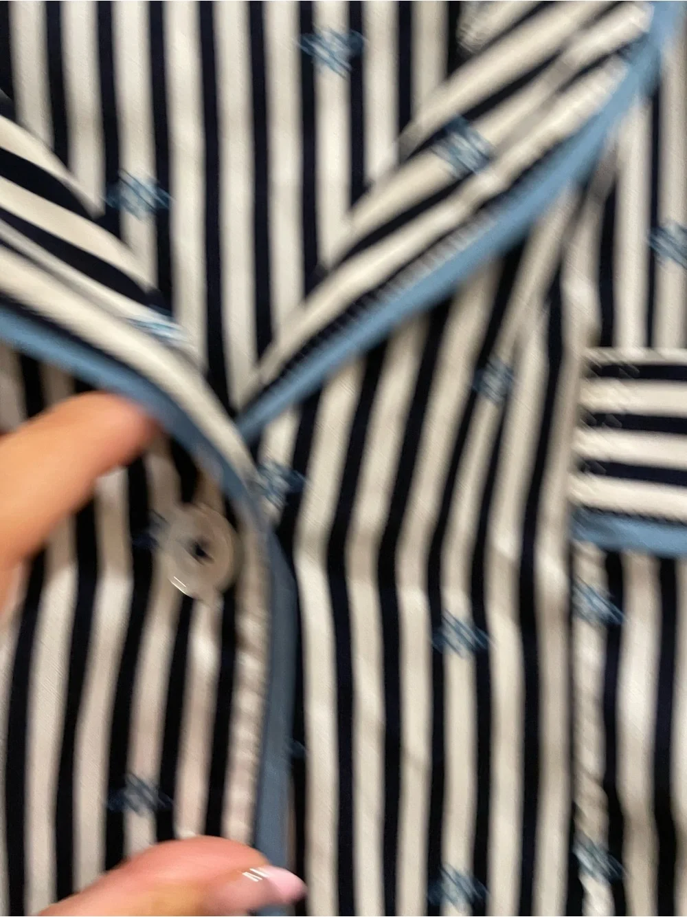 Room Service Matching Pajama Set Blue Pinstripe Bees Size Small